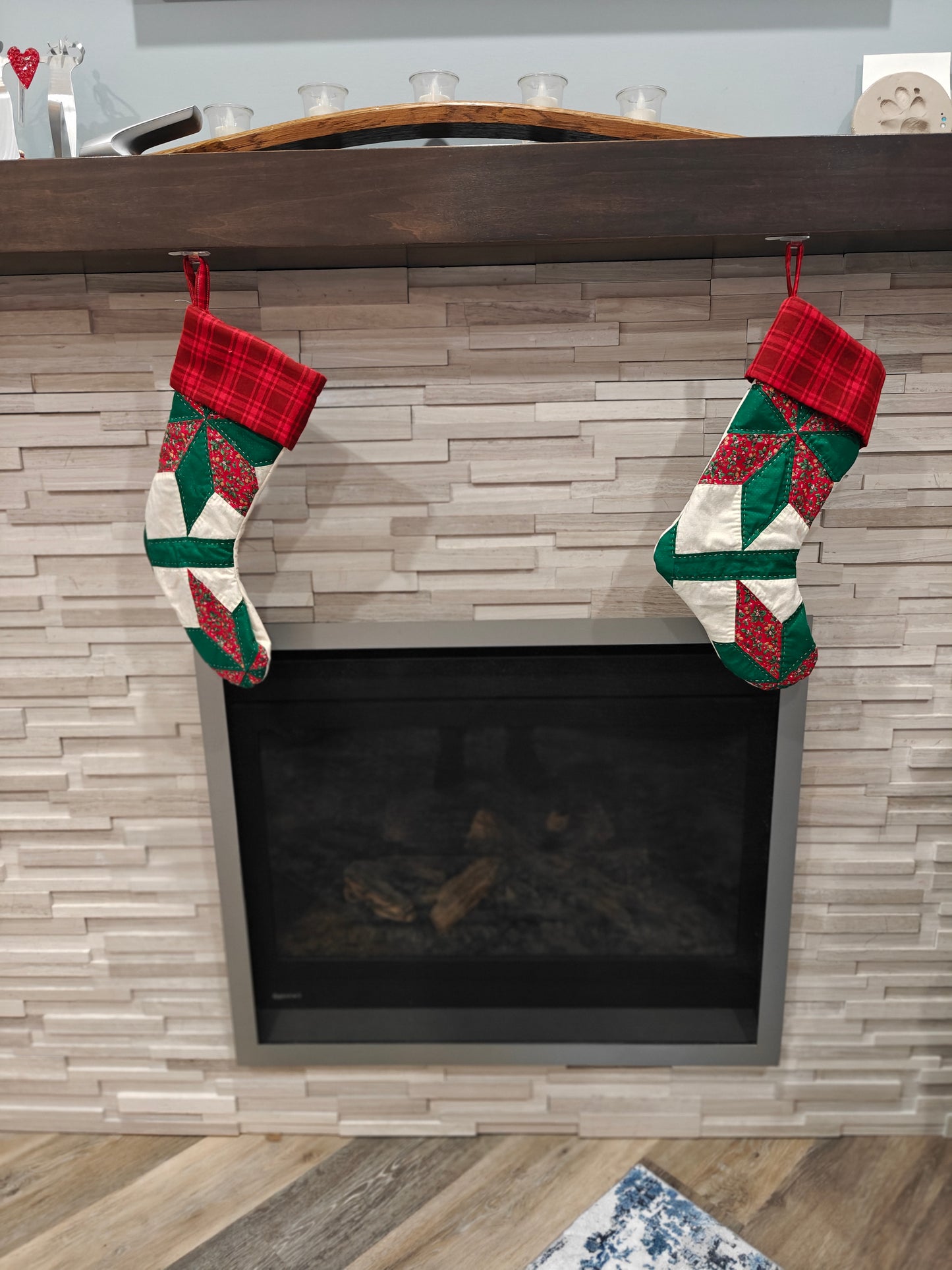 Set of 2 up-cycled stockings