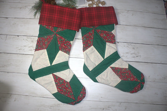 Set of 2 up-cycled stockings