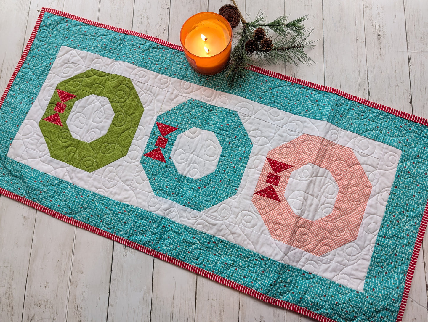 Wreath Quilted Table runner