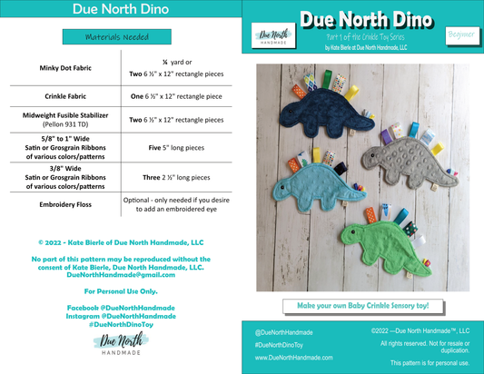 Due North Dino Toy Pattern - pdf