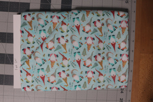 Gnomes on Turquoise (Box store) 1 yd 29"