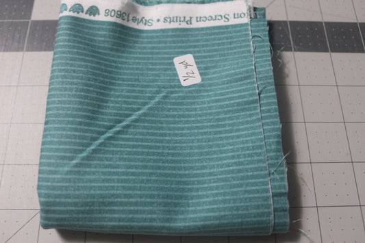 Half yard teal small stripe