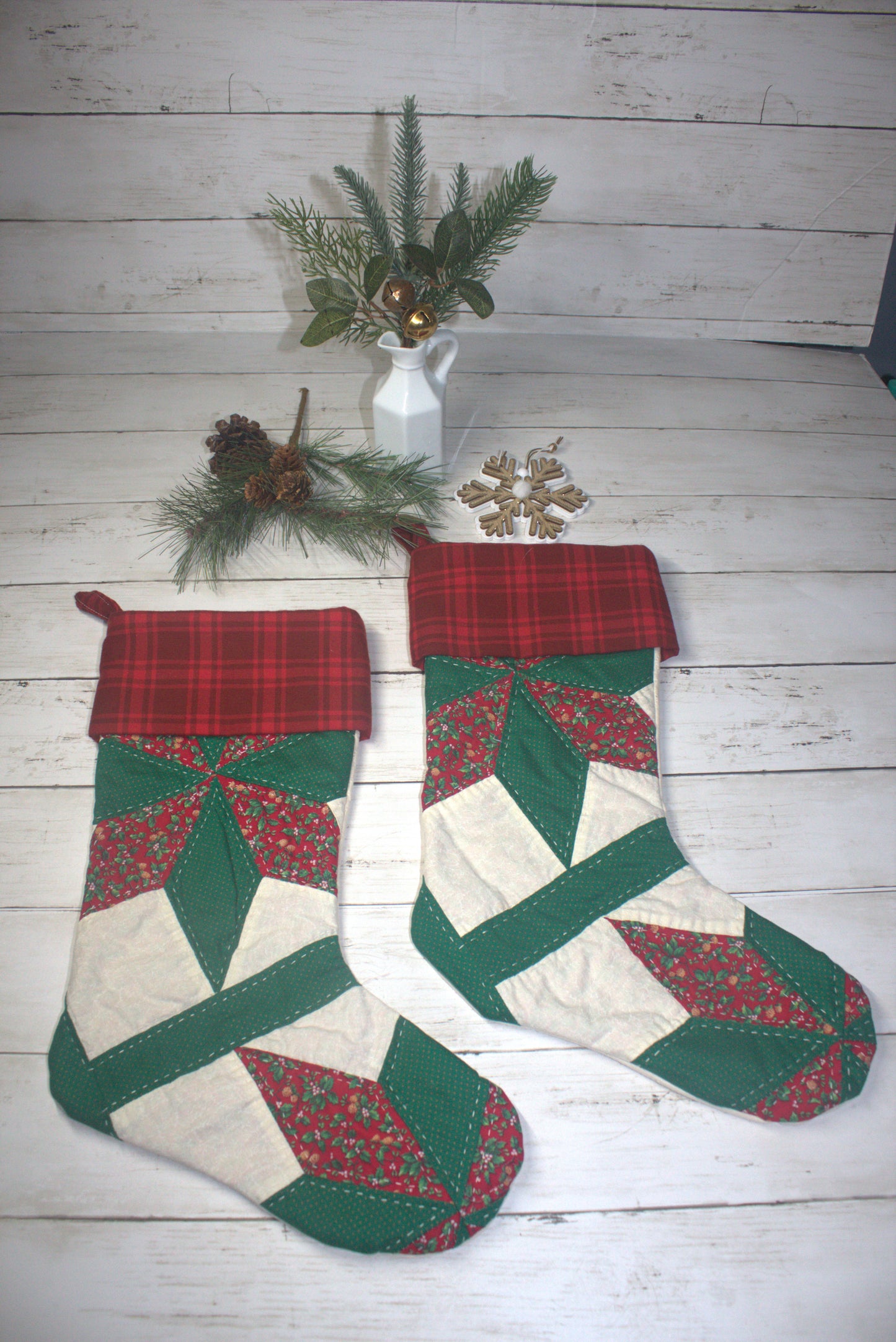 Set of 2 up-cycled stockings