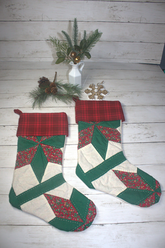 Set of 2 up-cycled stockings
