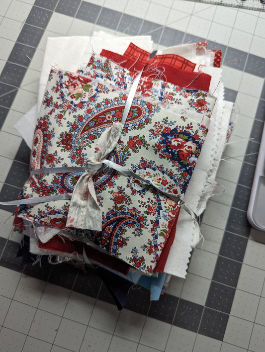 red white and blue quilting cotton scrap bundle 1 lb (bundleC)