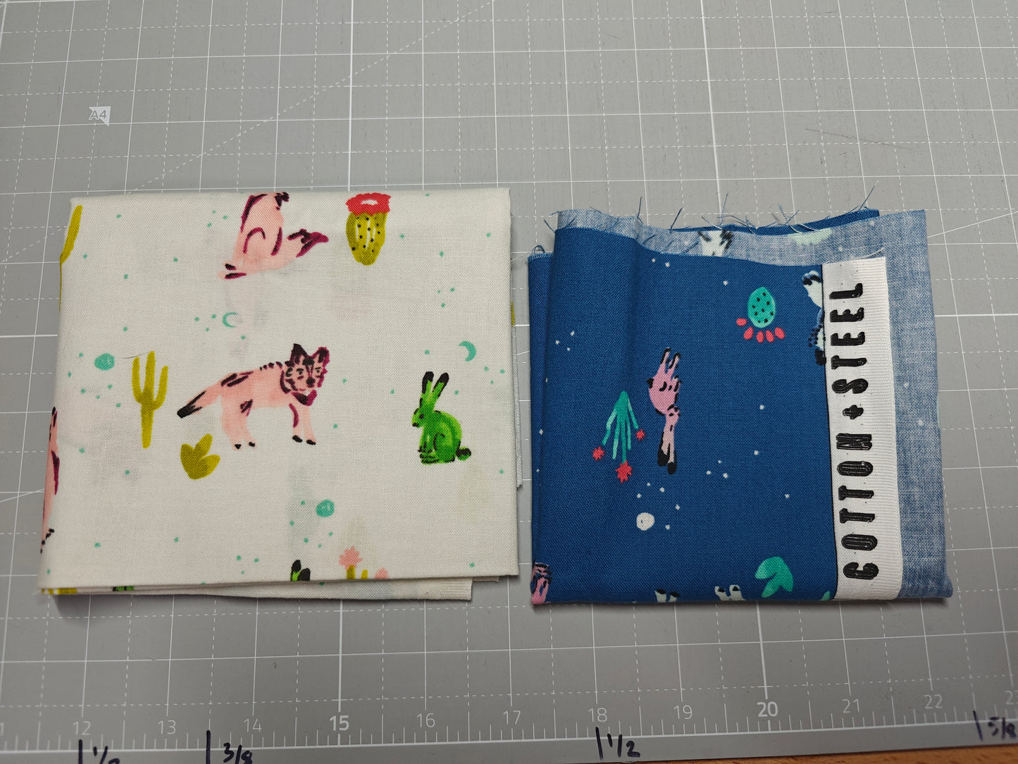 Mesa - fat quarter (natural) and scrap piece (blue) -  Alexia Marcelle Abegg for C+S