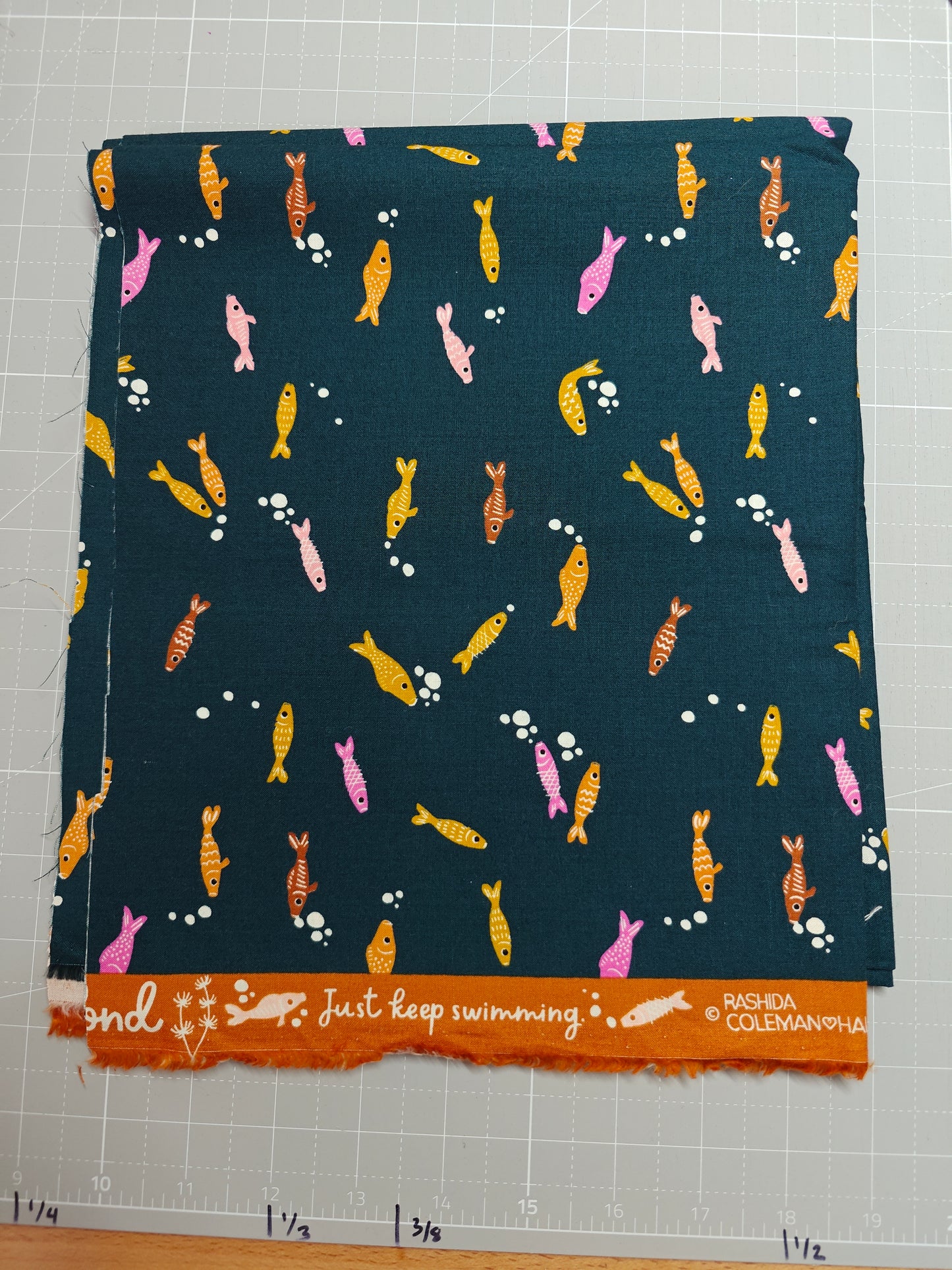 Koi pond - navy - 1 yard