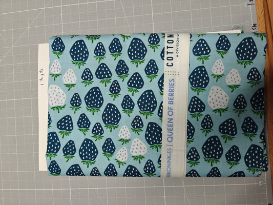 Queen of Berries blue - cotton and steel - 1 1/2 yards