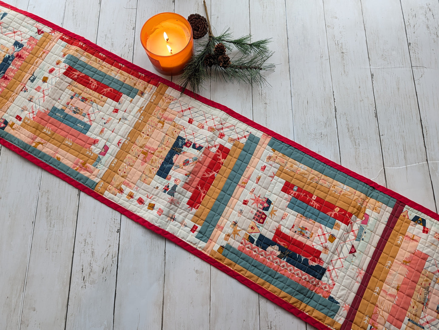 Log cabin Quilted Table runner