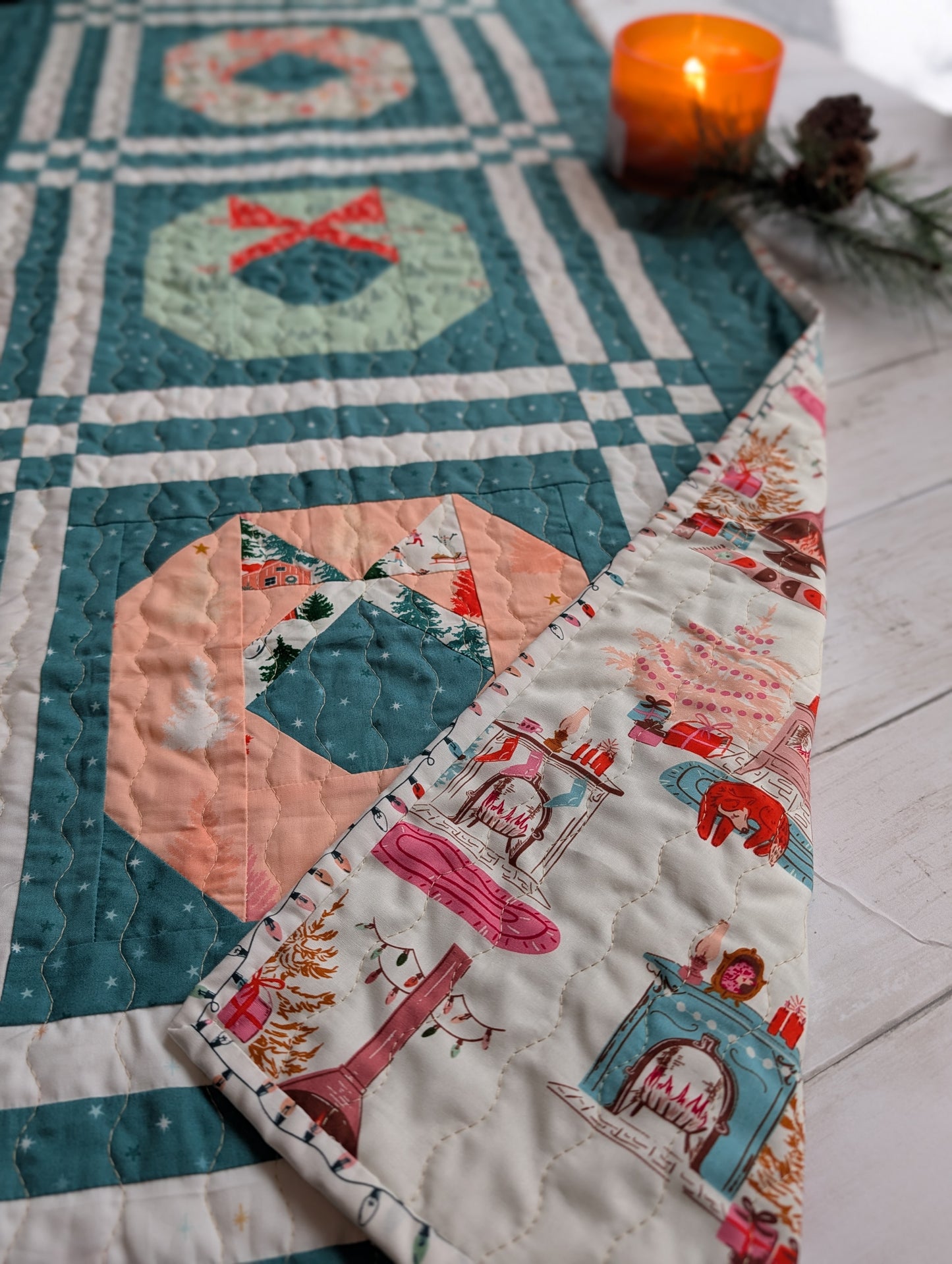 Tinsel Wreath table runner/wall hanging