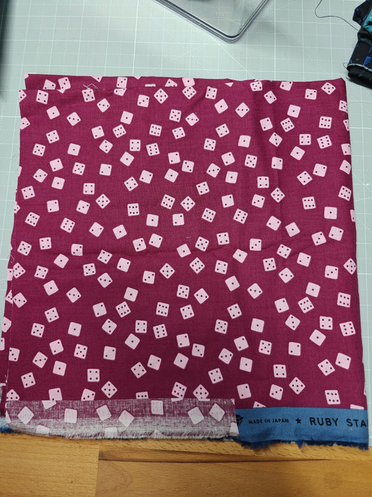 Tarry Town - burgundy dice - RSS 2/3 yard (minus a cut from the selvedge)