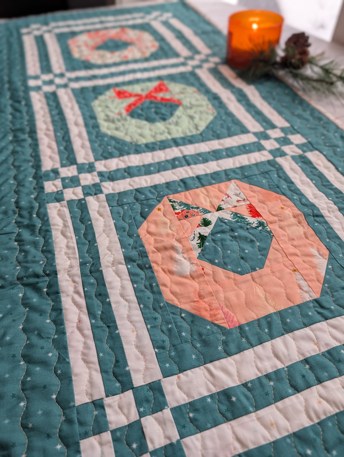 Tinsel Wreath table runner/wall hanging