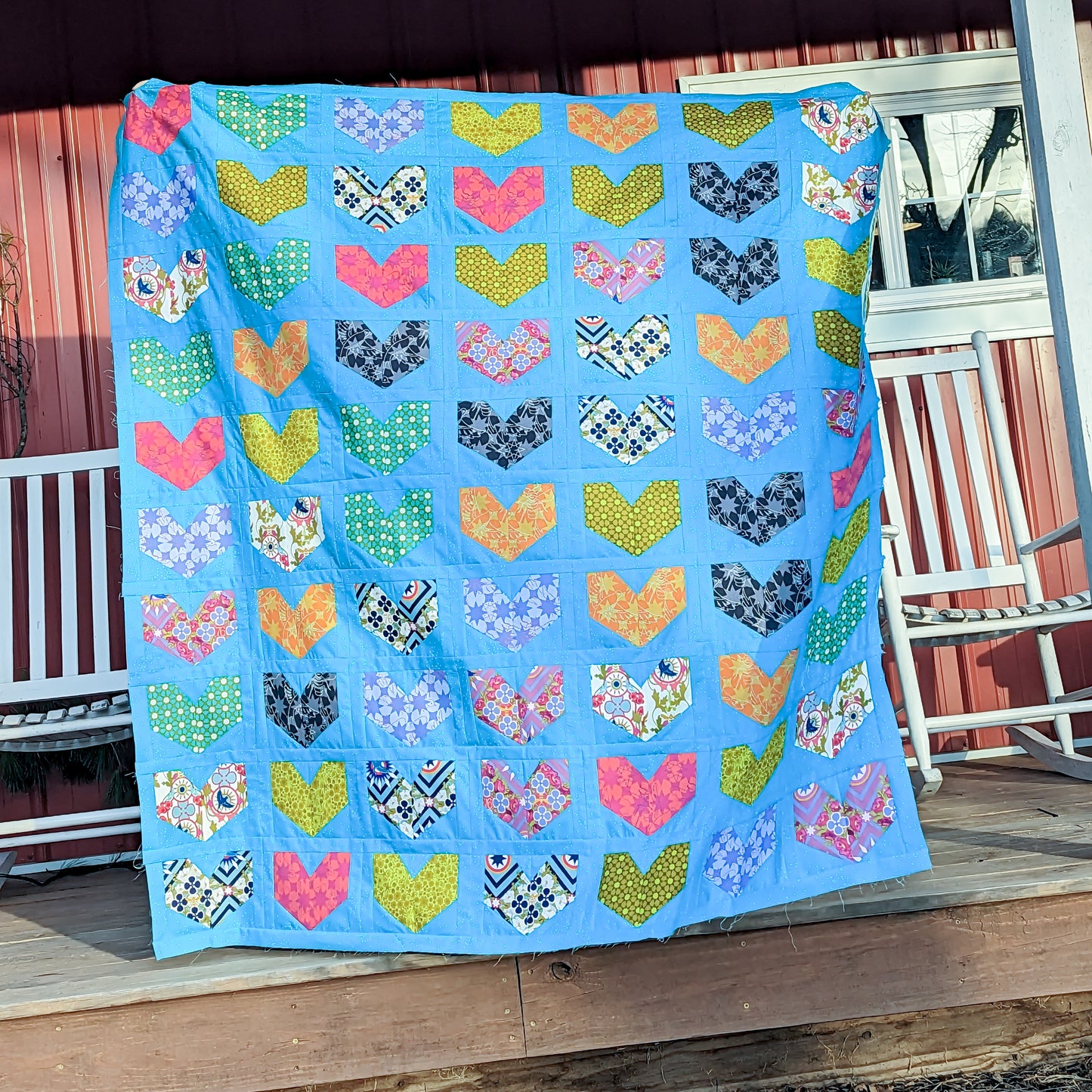 Soho Hearts quilt - large throw size